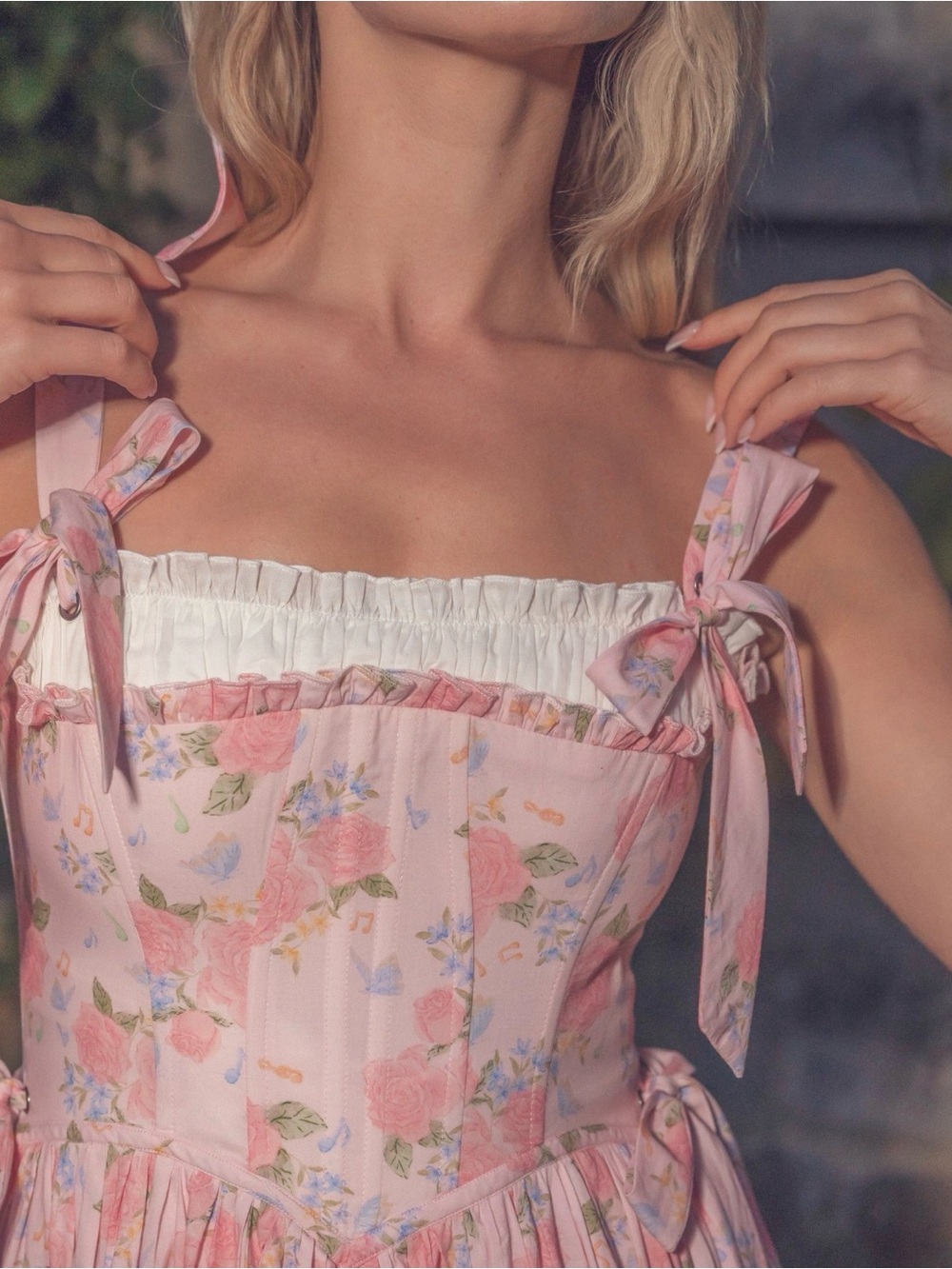 Fairy Tong London Garden Symphony Corset Midi Dress in Pink - Picture 4 of 5